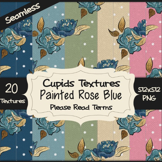 *Cupids Textures * 20 PAINTED ROSE BLUE