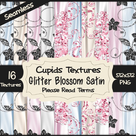 *Cupids Textures * 16 GLITTER BLOSSOM SATIN