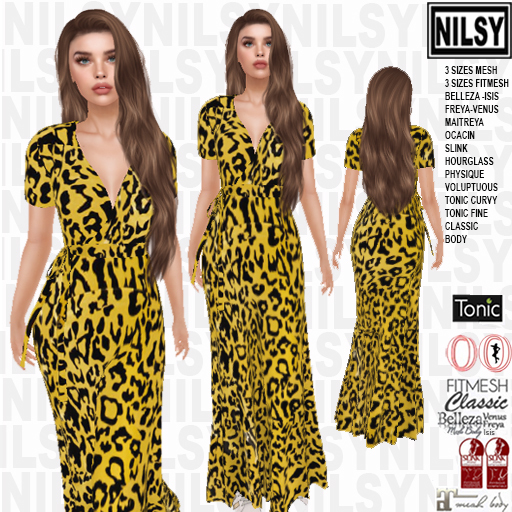 NILSY SKIN PRINT LONG DRESS,ALL BODIES