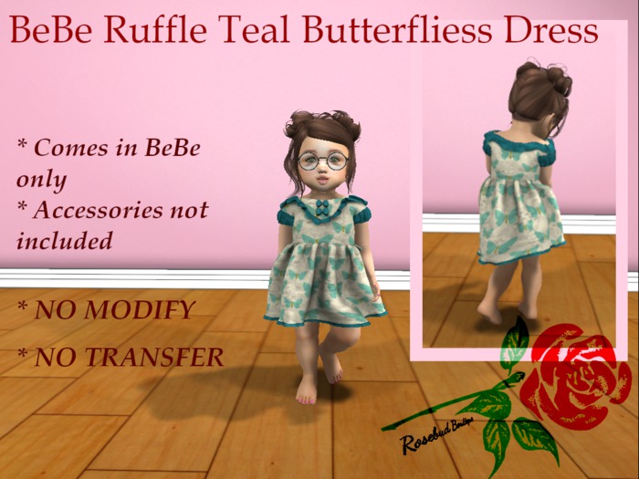 BeBe Ruffle Teal Butterfliess Dress