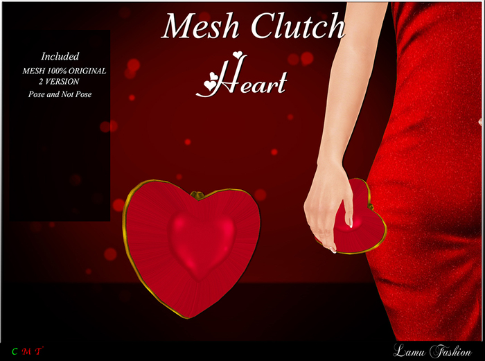 -Lamu Fashion-Mesh Clutch Heart
