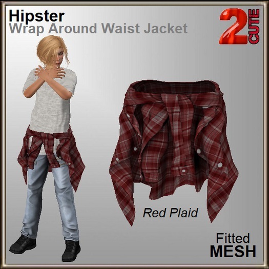 Hipster Wrap Around Waist Jacket - Red Plaid