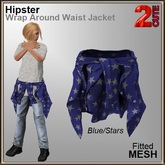 Hipster Wrap Around Waist Jacket - Blue/Stars