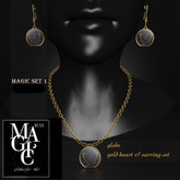 magic necklace & earling set gold heart-box