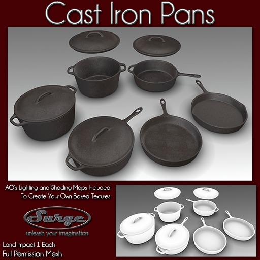 Second Life Marketplace Cast Iron Pots and Pans