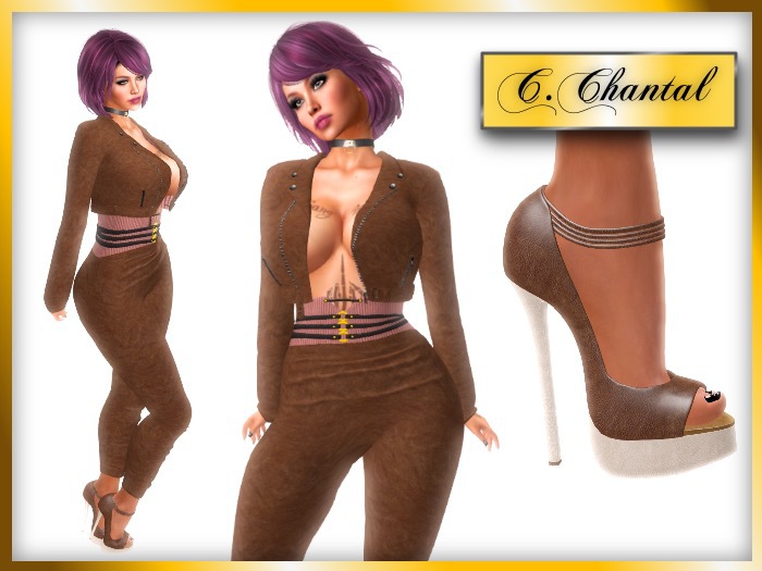 C.CHANTAL - ROCKSTAR Brown - Complete Outfit & Heels (Maitreya)