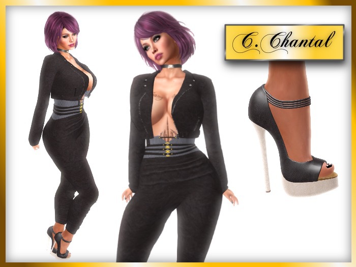 C.CHANTAL - ROCKSTAR Black - Complete Outfit & Heels (Maitreya)