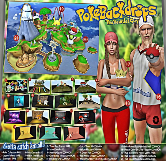 Poke-Backdrop 3 Best Friends - TBG RARE