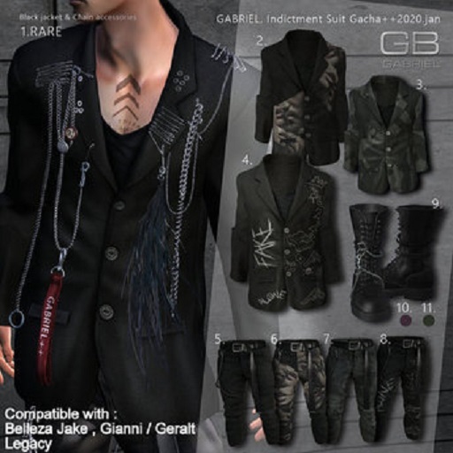 1.::GB:: Black jacket with chain  RARE