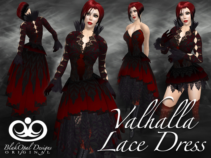 Valhalla Lace Outfit - Black And Red