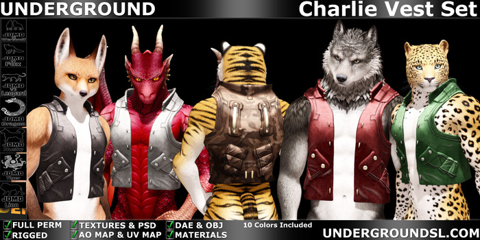 (UG Delivery Hud) - Charlie Vest Furry Set