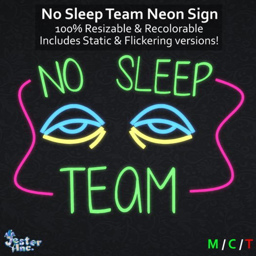 [Jester Inc.] No Sleep Team Neon Sign! - Add to Unpack