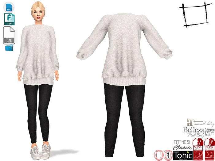 Dae Obj FBX For Sweater With Leggings Slink, Maitreya, Ocacin Voluptuous, Belleza, Tonic