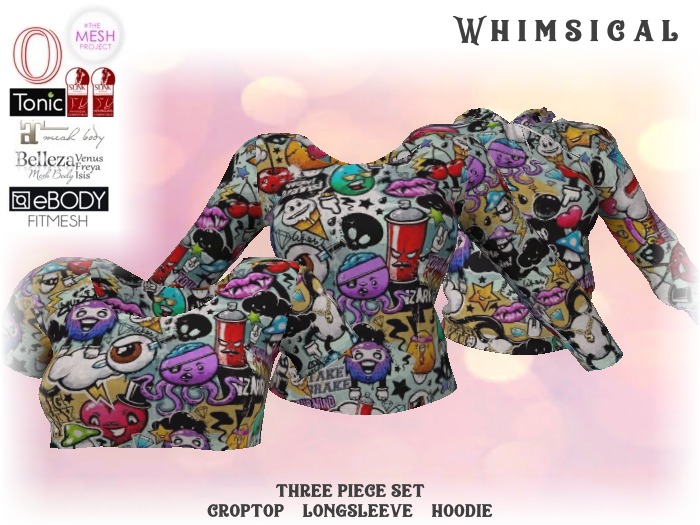 [Whimsical] Girl's Mesh Tops - Icon Graffiti