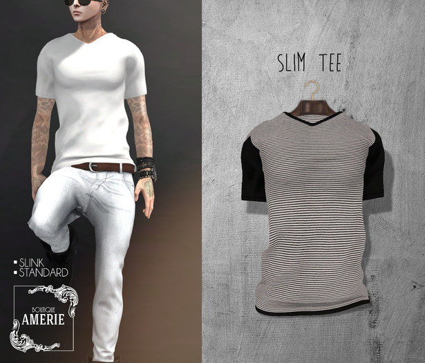 AMERIE M - Slim Tee(StripeA)