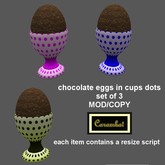 Easter - chocolate eggs in cups dots / set of 3 (M/C)