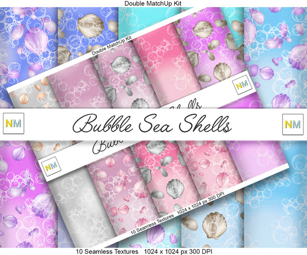 Bubbble Sea Shells Double Matchup Kit 20 Seamless Textures NM