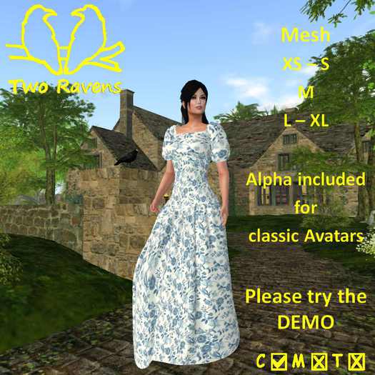 Victorian Dress Blue Rose