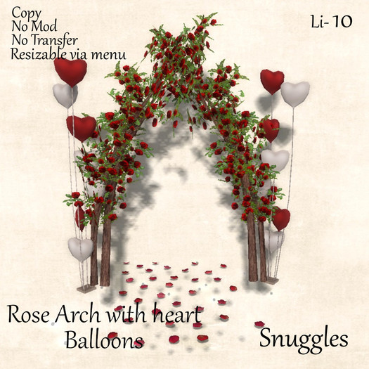 Rose Arch with heart Balloons By Snuggles  Boxed