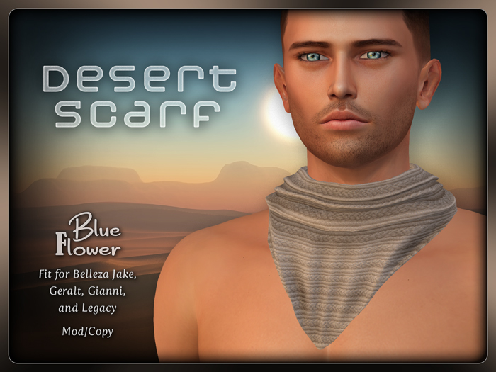 Blue Flower - Desert Scarf Beige