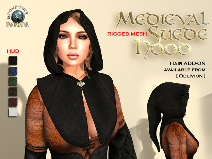 !! FANTAVATAR & MOONSTRUCK !! Medieval Suede Hood Female DEMO