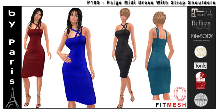 Paige Midi Dress With Strap Shoulders - Maitreya, TMP, Belleza, Belleza, Slink, Ocacin, Ebody, Tonic DEMO