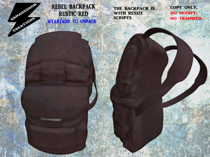 REBEL BACKPACK RUSTIC RED 200205
