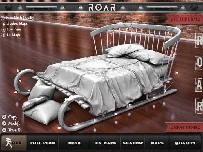 {::ROAR::} Full Perm Mesh Great Valentine Sleigh Bed