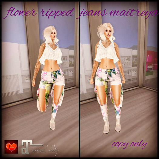 flower ripped jeans maitreya