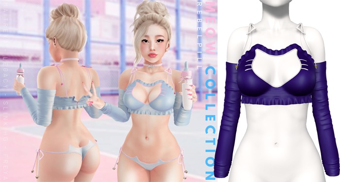 Rebelpill - Meow Collection Top Uniform Blue