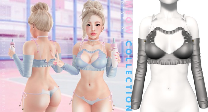 Rebelpill - Meow Collection Top Light Grey