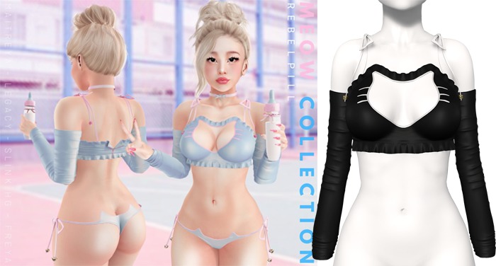 Rebelpill - Meow Collection Top Black