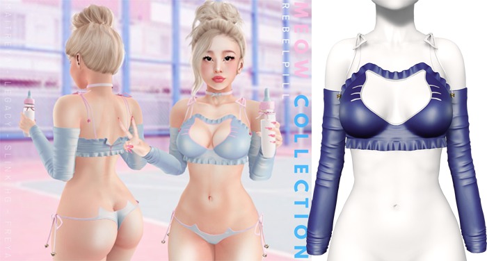 Rebelpill - Meow Collection Top Dolphin Blue