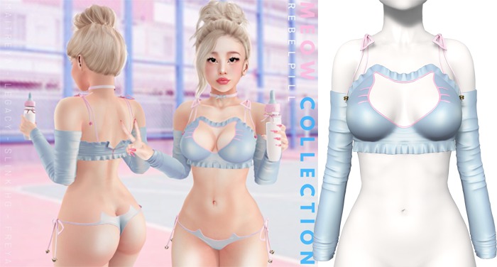 Rebelpill - Meow Collection Top Baby Blue