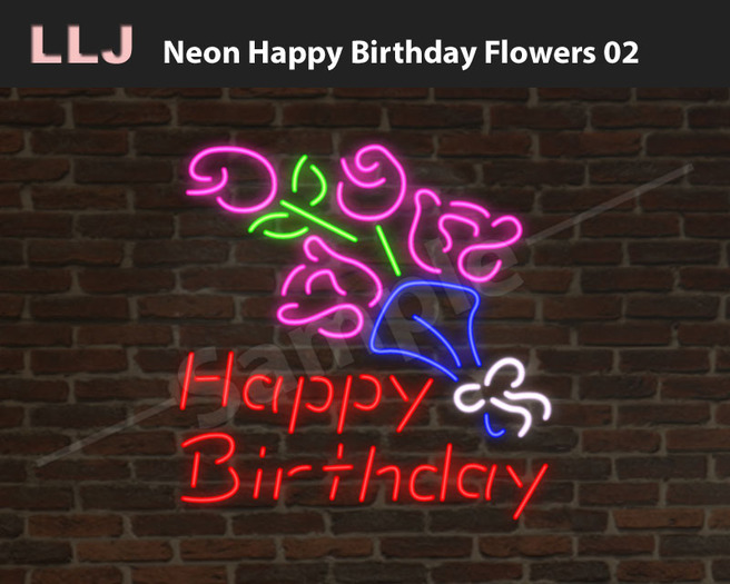 LLJ Neon Happy Birthday Flowers 02