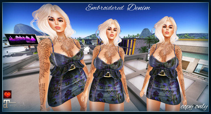 Embroidered denim Maitreya