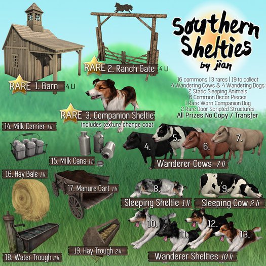 JIAN Southern Shelties 2 RARES + 8 COOMONS