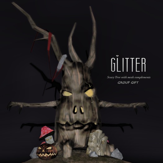 GLITTER Scary Tree with complements Mesh Halloween
