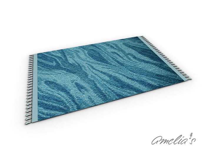 Amelia's Coastal Fringed Rug (Abstract Blue) Boxed