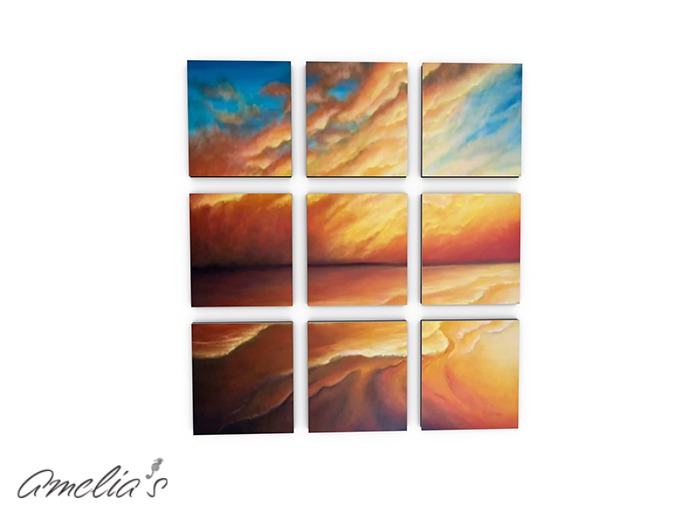 Amelia's 9 Panel Canvas-Sunset In Oranges (Boxed)