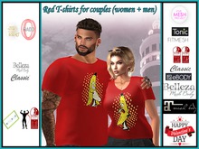 Red T-shirts for couples (women + men)