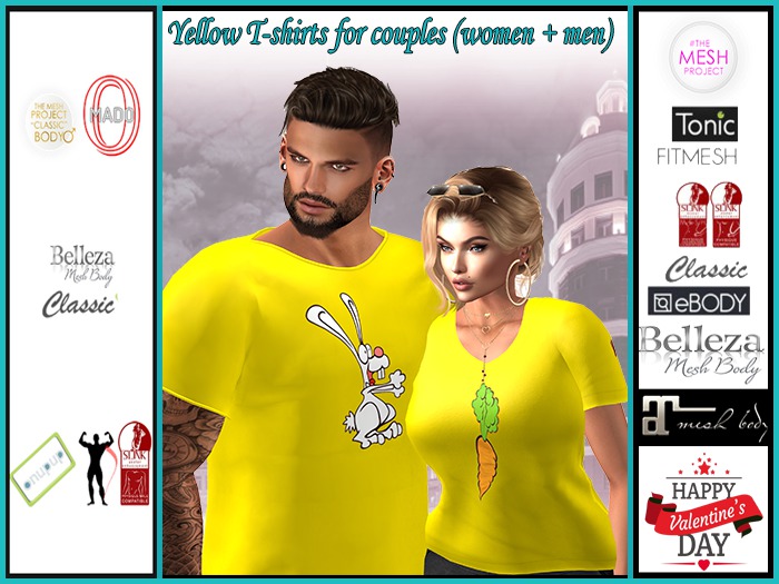 Yellow T-shirts for couples (women + men)