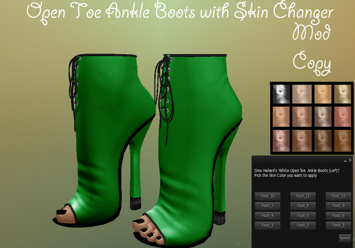 Open Toe Ankle Boot/Shoe *Green Apple
