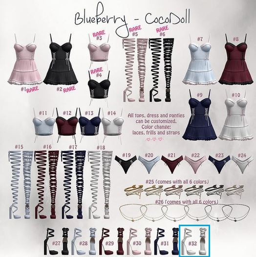 #32 Blueberry - Cocodoll Set - M - Shoes(Mini) - White - Common