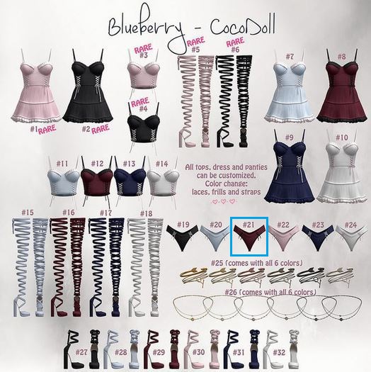 #21 Blueberry - Cocodoll Set - M - Panties - Cherry - Common