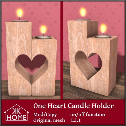KK HOME - ONE HEART CANDLE HOLDER, Valentine Candle Holder