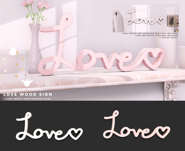 +Half-Deer+ Love Wood Sign [2 colors]