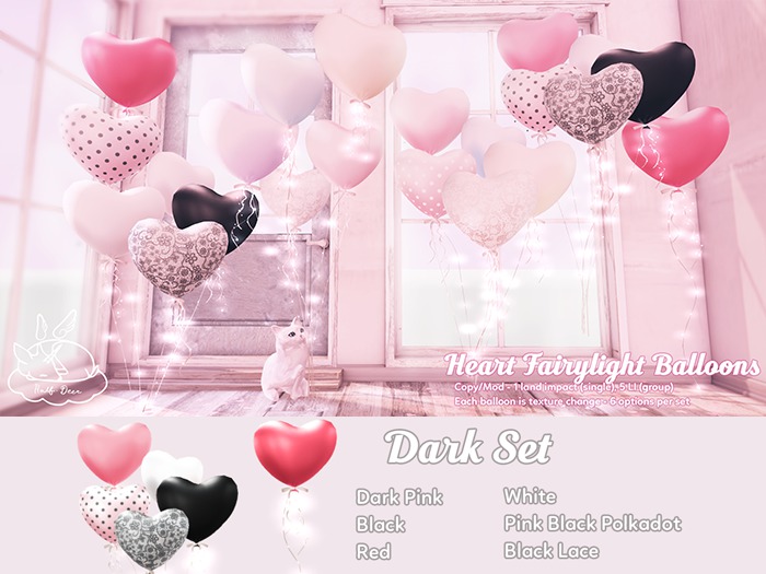 +Half-Deer+ Heart Fairylight Balloons [Dark Set]