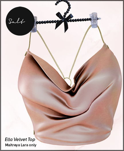 .SALT - ELLA VELVET TOP -  PEACH [MAITREYA]