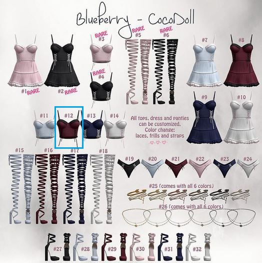 #12 Blueberry - Cocodoll Set - M - Top - Cherry - Common